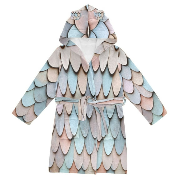 FORMRS Niños Bathrobe Unisex Hooded Robe Soft Plush Pajamas Sleepwear, Size 2-3T, Blue Shimmering Pattern