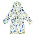 thumbnail image 1 of FORMRS Niños Bathrobe Unisex Hooded Robe Soft Plush Pajamas Sleepwear, Size 2-3T, Blue Simple Shapes, 1 of 7