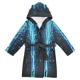 thumbnail image 1 of FORMRS Niños Bathrobe Unisex Hooded Robe Soft Plush Pajamas Sleepwear, Size 2-3T, Blue Tree, 1 of 7