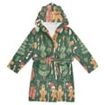 thumbnail image 1 of FORMRS Niños Bathrobe Unisex Hooded Robe Soft Plush Pajamas Sleepwear, Size 2-3T, Brown Christmas Gingerbread, 1 of 7