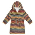 thumbnail image 1 of FORMRS Niños Bathrobe Unisex Hooded Robe Soft Plush Pajamas Sleepwear, Size 2-3T, Brown Geometric, 1 of 7