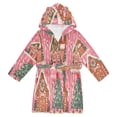 thumbnail image 1 of FORMRS Niños Bathrobe Unisex Hooded Robe Soft Plush Pajamas Sleepwear, Size 2-3T, Brown Gingerbread Houses, 1 of 7
