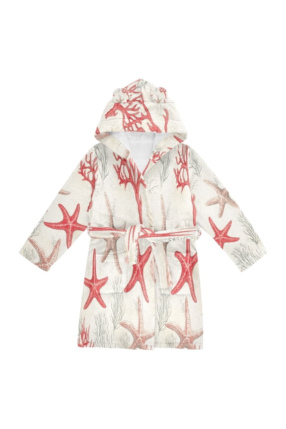 Niños Bathrobe Unisex Hooded Robe Soft Plush Pajamas Sleepwear, Size 2-3T, Brown Starfish