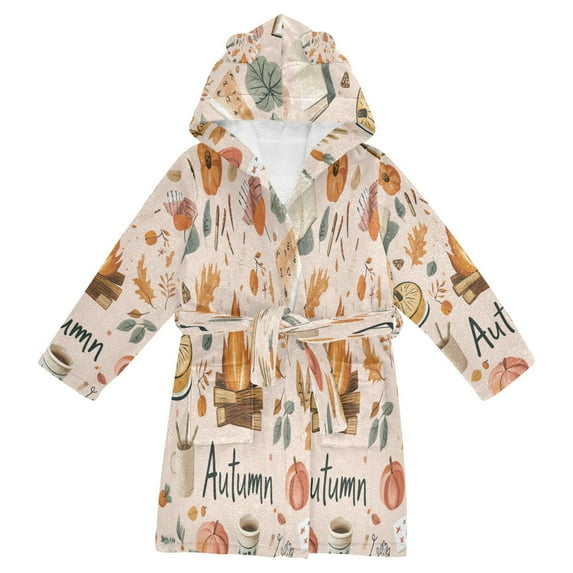 FORMRS Niños Bathrobe Unisex Hooded Robe Soft Plush Pajamas Sleepwear, Size 2-3T, Campfire Pattern
