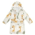 thumbnail image 1 of FORMRS Niños Bathrobe Unisex Hooded Robe Soft Plush Pajamas Sleepwear, Size 2-3T, Cartoon Giraffe, 1 of 7