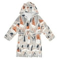 thumbnail image 1 of FORMRS Niños Bathrobe Unisex Hooded Robe Soft Plush Pajamas Sleepwear, Size 2-3T, Cartoon Gray Houses, 1 of 7