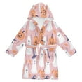thumbnail image 1 of FORMRS Niños Bathrobe Unisex Hooded Robe Soft Plush Pajamas Sleepwear, Size 2-3T, Cartoon Halloween Ghosts, 1 of 7