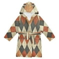 thumbnail image 1 of FORMRS Niños Bathrobe Unisex Hooded Robe Soft Plush Pajamas Sleepwear, Size 2-3T, Checkered Pattern, 1 of 7