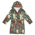 thumbnail image 1 of FORMRS Niños Bathrobe Unisex Hooded Robe Soft Plush Pajamas Sleepwear, Size 2-3T, Christmas Blooms, 1 of 7