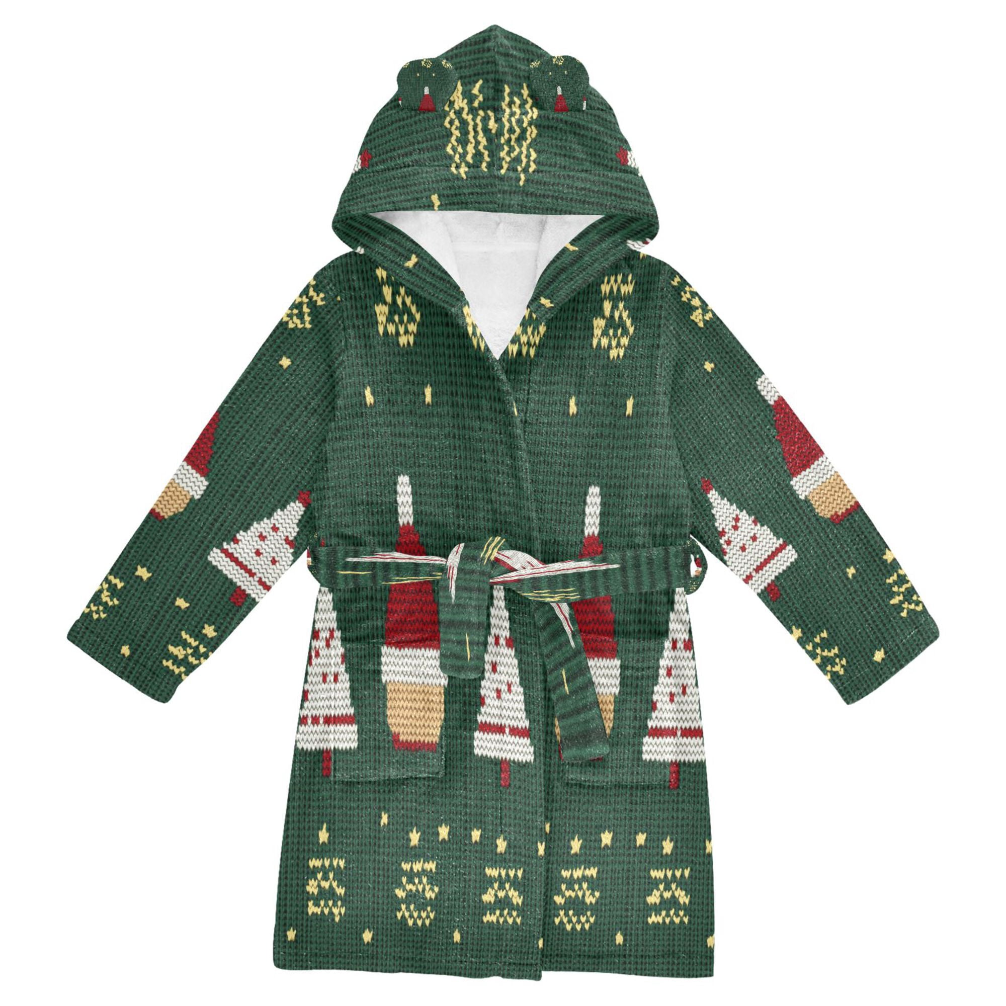 FORMRS Niños Bathrobe Unisex Hooded Robe Soft Plush Pajamas Sleepwear ...