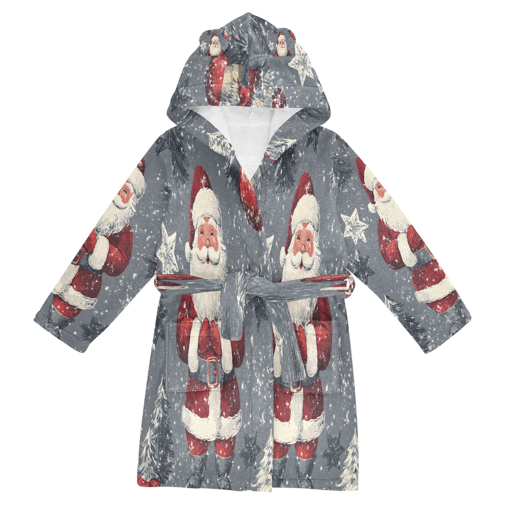 FORMRS Niños Bathrobe Unisex Hooded Robe Soft Plush Pajamas Sleepwear ...