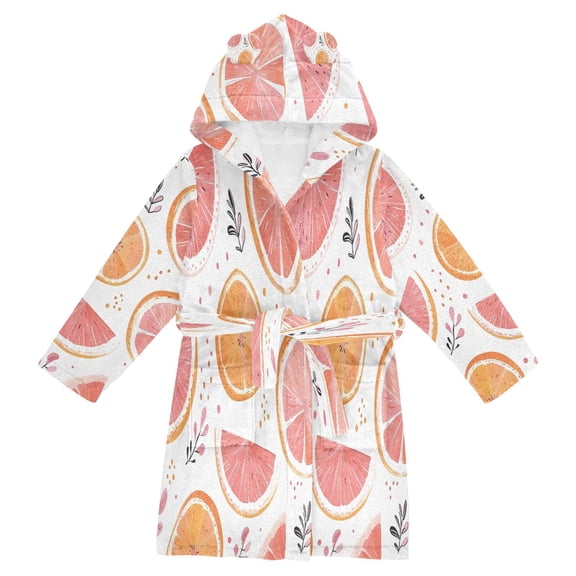FORMRS Niños Bathrobe Unisex Hooded Robe Soft Plush Pajamas Sleepwear, Size 2-3T, Citrus Slice