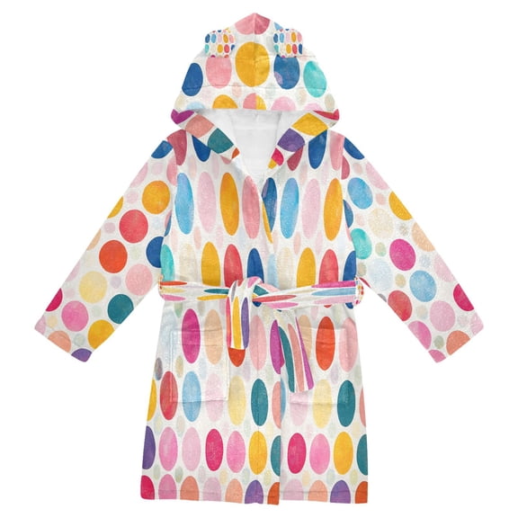 FORMRS Kids Bathrobe Unisex Hooded Robe Toddler Pajamas Sleepwear, Size 2-3T, Colorful Circles