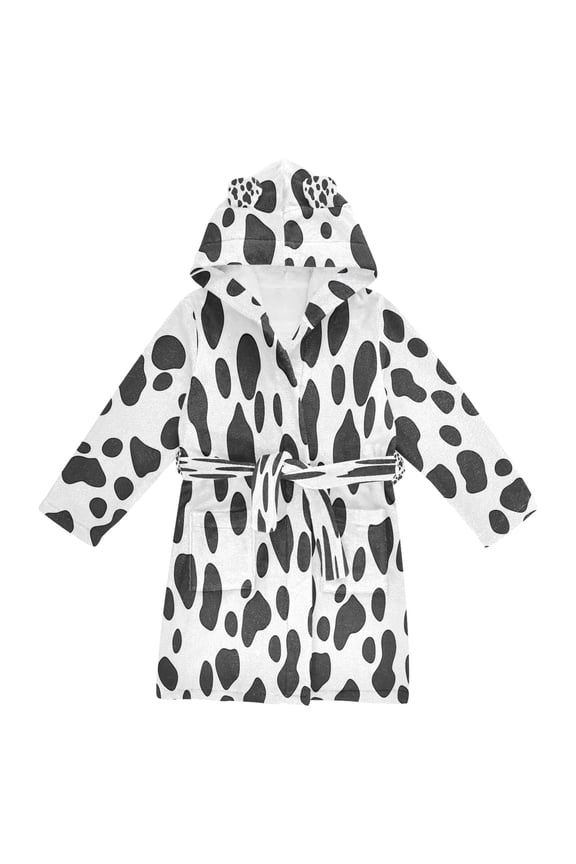 NiƱos Bathrobe Unisex Hooded Robe Soft Plush Pajamas Sleepwear, Size 2-3T, Cow Spots