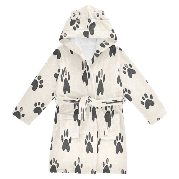 FORMRS Kids Bathrobe Unisex Hooded Robe Toddler Pajamas Sleepwear, Size 2-3T, Cute Cat Paw