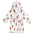 thumbnail image 1 of FORMRS Niños Bathrobe Unisex Hooded Robe Soft Plush Pajamas Sleepwear, Size 2-3T, Cute Santa Hats Pattern, 1 of 7