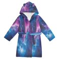 thumbnail image 1 of FORMRS Niños Bathrobe Unisex Hooded Robe Soft Plush Pajamas Sleepwear, Size 2-3T, Galaxy Pattern, 1 of 7
