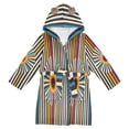 thumbnail image 1 of FORMRS Niños Bathrobe Unisex Hooded Robe Soft Plush Pajamas Sleepwear, Size 2-3T, Geometric Stripes, 1 of 7
