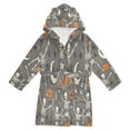 thumbnail image 1 of FORMRS Niños Bathrobe Unisex Hooded Robe Soft Plush Pajamas Sleepwear, Size 2-3T, Gray Halloween Skeleton, 1 of 7