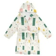 thumbnail image 1 of FORMRS Niños Bathrobe Unisex Hooded Robe Soft Plush Pajamas Sleepwear, Size 2-3T, Green Abstract Pattern, 1 of 7