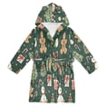 thumbnail image 1 of FORMRS Niños Bathrobe Unisex Hooded Robe Soft Plush Pajamas Sleepwear, Size 2-3T, Green Christmas Trees, 1 of 7