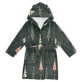 thumbnail image 1 of FORMRS Niños Bathrobe Unisex Hooded Robe Soft Plush Pajamas Sleepwear, Size 2-3T, Green Christmas Trees, 1 of 7