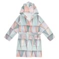 thumbnail image 1 of FORMRS Niños Bathrobe Unisex Hooded Robe Soft Plush Pajamas Sleepwear, Size 2-3T, Green Geometric, 1 of 7