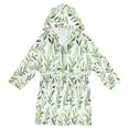 thumbnail image 1 of FORMRS Niños Bathrobe Unisex Hooded Robe Soft Plush Pajamas Sleepwear, Size 2-3T, Green Leafy Pattern, 1 of 7