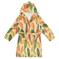 thumbnail image 1 of FORMRS Niños Bathrobe Unisex Hooded Robe Soft Plush Pajamas Sleepwear, Size 2-3T, Green Retro Autumn Leaves, 1 of 7