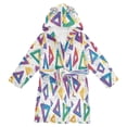 thumbnail image 1 of FORMRS Niños Bathrobe Unisex Hooded Robe Soft Plush Pajamas Sleepwear, Size 2-3T, Green Simple Triangles, 1 of 7