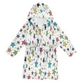 thumbnail image 1 of FORMRS Niños Bathrobe Unisex Hooded Robe Soft Plush Pajamas Sleepwear, Size 2-3T, Green Stars, 1 of 7