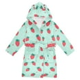 thumbnail image 1 of FORMRS Niños Bathrobe Unisex Hooded Robe Soft Plush Pajamas Sleepwear, Size 2-3T, Green Strawberry, 1 of 7