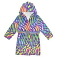 thumbnail image 1 of FORMRS Niños Bathrobe Unisex Hooded Robe Soft Plush Pajamas Sleepwear, Size 2-3T, Green Wavy Pattern, 1 of 7