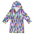 thumbnail image 1 of FORMRS Niños Bathrobe Unisex Hooded Robe Soft Plush Pajamas Sleepwear, Size 2-3T, Green Wavy Plaid, 1 of 7
