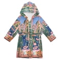 thumbnail image 1 of FORMRS Niños Bathrobe Unisex Hooded Robe Soft Plush Pajamas Sleepwear, Size 2-3T, Green Window, 1 of 7