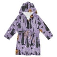 thumbnail image 1 of FORMRS Niños Bathrobe Unisex Hooded Robe Soft Plush Pajamas Sleepwear, Size 2-3T, Halloween Cats, 1 of 7