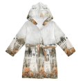 thumbnail image 1 of FORMRS Niños Bathrobe Unisex Hooded Robe Soft Plush Pajamas Sleepwear, Size 2-3T, Halloween Pumpkin Field, 1 of 7