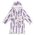 thumbnail image 1 of FORMRS Niños Bathrobe Unisex Hooded Robe Soft Plush Pajamas Sleepwear, Size 2-3T, Lavender Pattern, 1 of 7