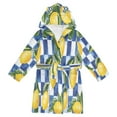 thumbnail image 1 of FORMRS Niños Bathrobe Unisex Hooded Robe Soft Plush Pajamas Sleepwear, Size 2-3T, Lemon Checkered, 1 of 7