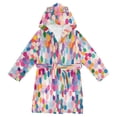 thumbnail image 1 of FORMRS Niños Bathrobe Unisex Hooded Robe Soft Plush Pajamas Sleepwear, Size 2-3T, Light Colorful Circles, 1 of 7