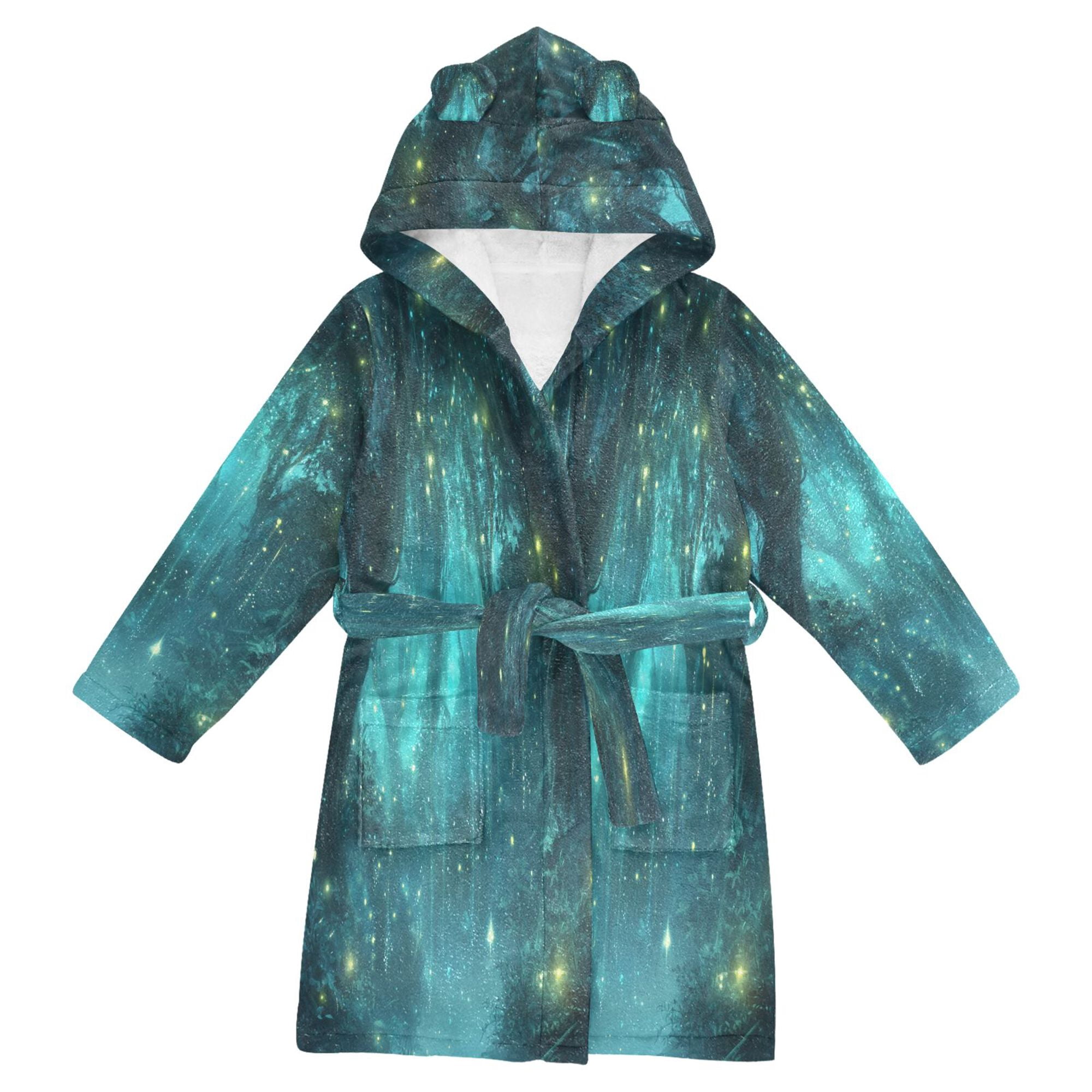 FORMRS Niños Bathrobe Unisex Hooded Robe Soft Plush Pajamas Sleepwear ...