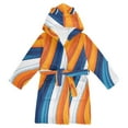 thumbnail image 1 of FORMRS Niños Bathrobe Unisex Hooded Robe Soft Plush Pajamas Sleepwear, Size 2-3T, Orange Abstract Wavy, 1 of 7