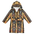 thumbnail image 1 of FORMRS Niños Bathrobe Unisex Hooded Robe Soft Plush Pajamas Sleepwear, Size 2-3T, Orange Geometric, 1 of 7