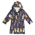 thumbnail image 1 of FORMRS Niños Bathrobe Unisex Hooded Robe Soft Plush Pajamas Sleepwear, Size 2-3T, Orange Halloween Ghosts, 1 of 7