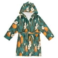 thumbnail image 1 of FORMRS Niños Bathrobe Unisex Hooded Robe Soft Plush Pajamas Sleepwear, Size 2-3T, Orange Leaves, 1 of 7