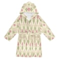 thumbnail image 1 of FORMRS Niños Bathrobe Unisex Hooded Robe Soft Plush Pajamas Sleepwear, Size 2-3T, Pastel Green Geometric, 1 of 7