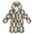 thumbnail image 1 of FORMRS Niños Bathrobe Unisex Hooded Robe Soft Plush Pajamas Sleepwear, Size 2-3T, Pink Abstract, 1 of 7