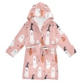 thumbnail image 1 of FORMRS Niños Bathrobe Unisex Hooded Robe Soft Plush Pajamas Sleepwear, Size 2-3T, Pink Cartoon Halloween, 1 of 7
