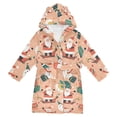 thumbnail image 1 of FORMRS Niños Bathrobe Unisex Hooded Robe Soft Plush Pajamas Sleepwear, Size 2-3T, Pink Christmas Santa, 1 of 7