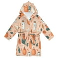 thumbnail image 1 of FORMRS Niños Bathrobe Unisex Hooded Robe Soft Plush Pajamas Sleepwear, Size 2-3T, Pink Fall Coffee, 1 of 7